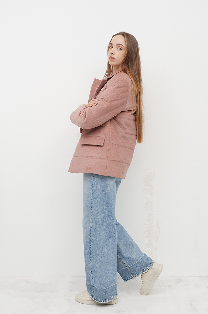 Жакет стьобаний вельвет рожевий (ЖА 17)